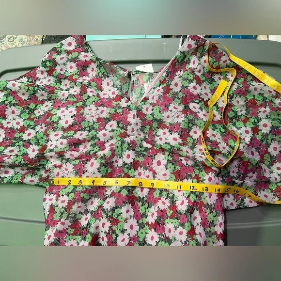 ASOS Pink and green floral deep V midi dress size 8. - Picture 14 of 16